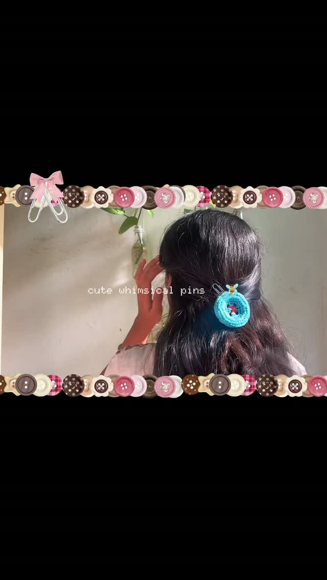 Whimsical Button Crochet Pin