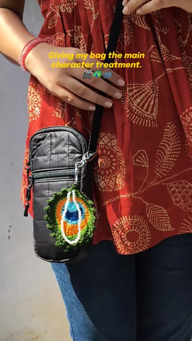 Peacock Feather Crochet Keychain